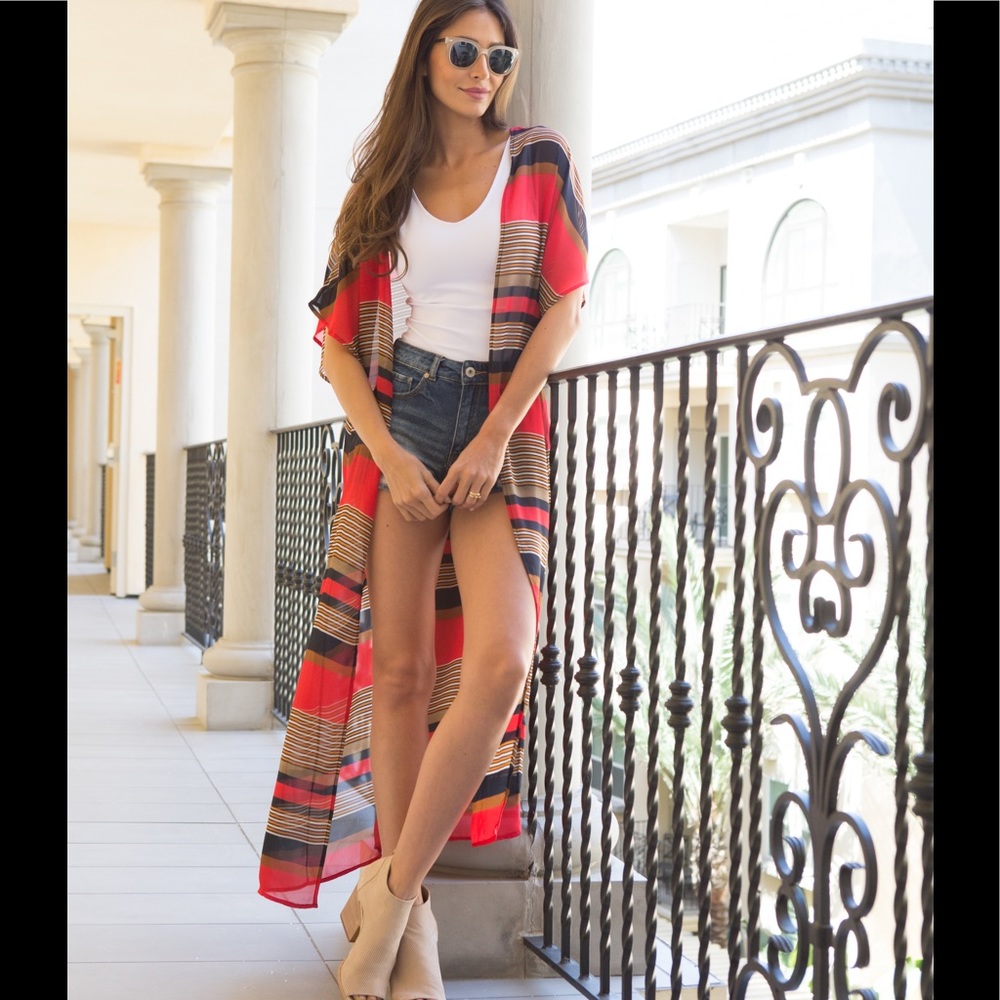 NWT Stripes Long Kimono MADE IN USA
